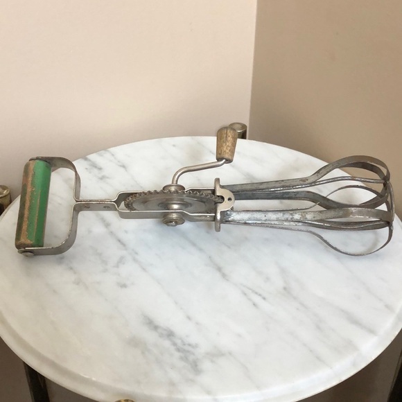 Vintage A&J USA Egg Beater Wooden Handles, Chipped Paint, Farmhouse Kitchen - Picture 1 of 6